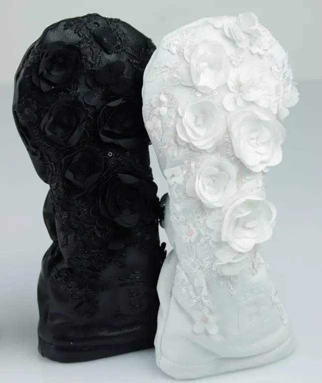 [Limited Edition] Baron Golf Flower Driver, Wood, Utility Cover made by Finest Leather [Hand-made] - Black