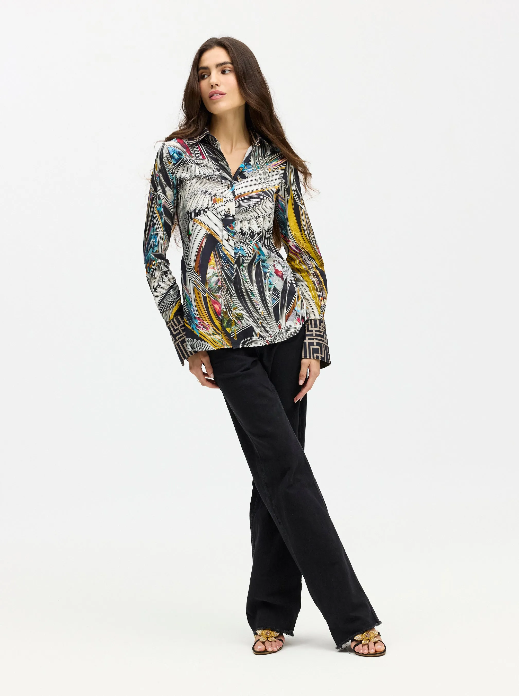 LIMITED EDITION GILDED CRANE LONG SLEEVE BUTTON DOWN SHIRT