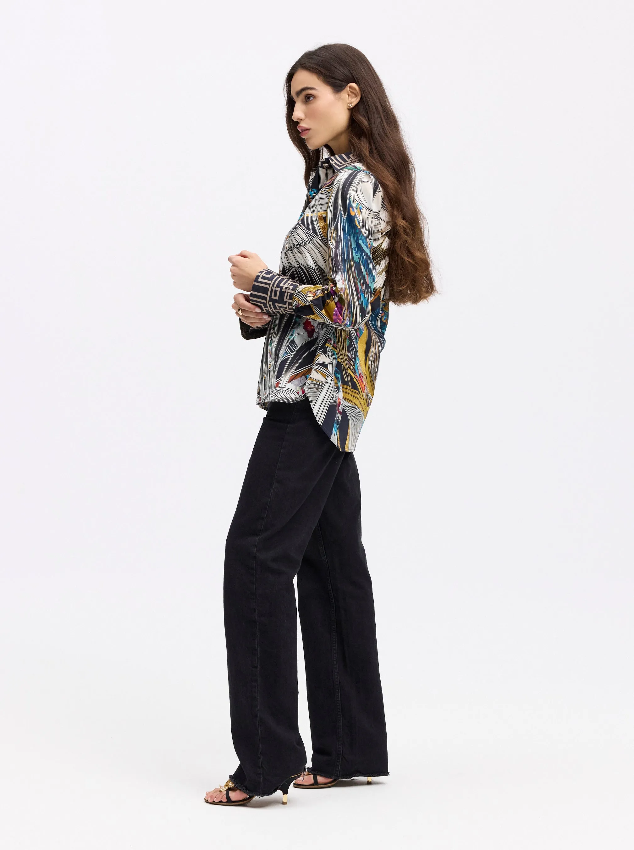 LIMITED EDITION GILDED CRANE LONG SLEEVE BUTTON DOWN SHIRT