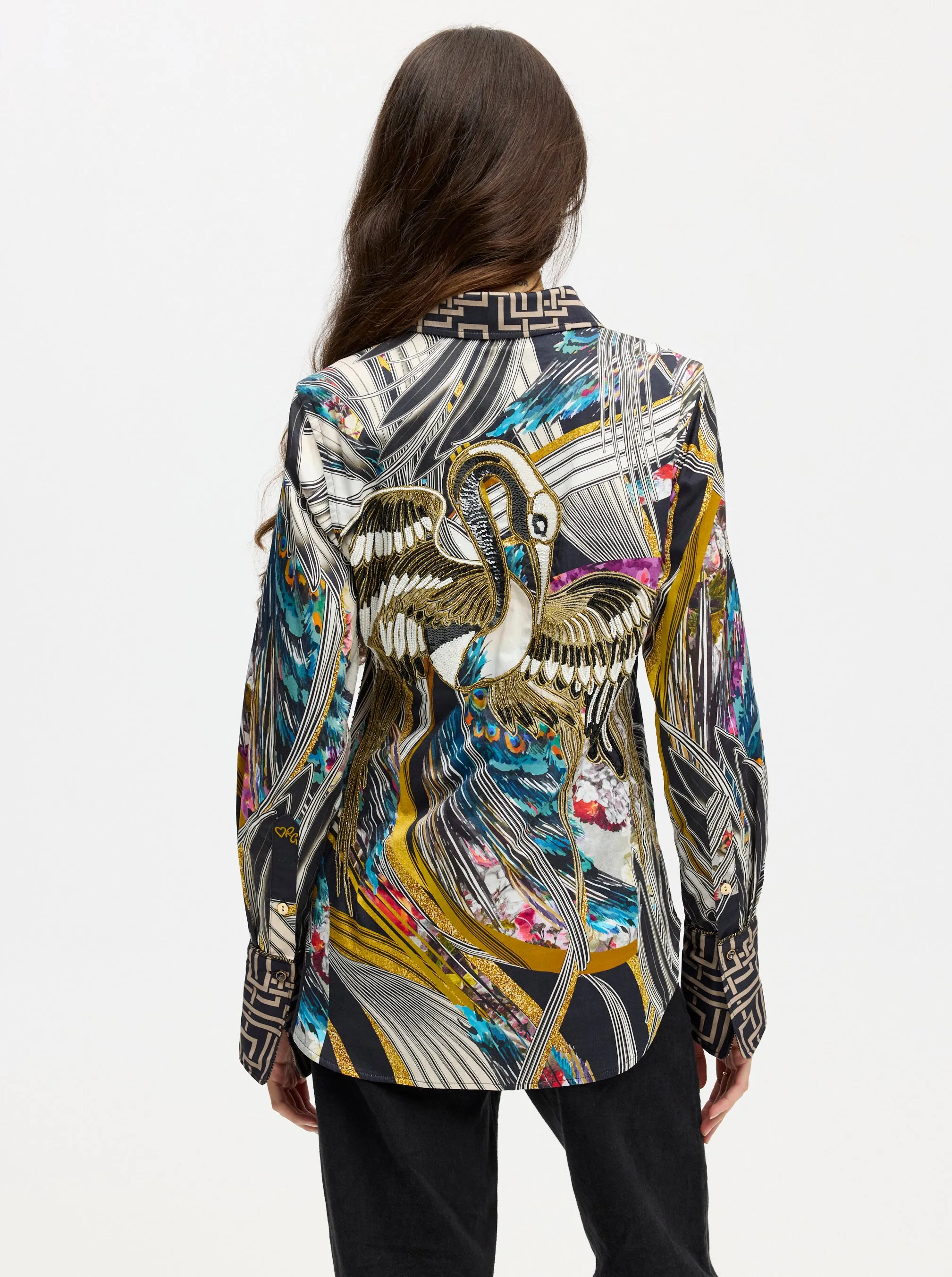 LIMITED EDITION GILDED CRANE LONG SLEEVE BUTTON DOWN SHIRT