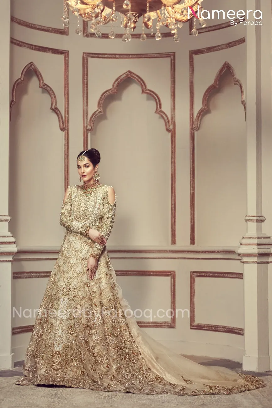 Long Trail Pakistani Bridal Maxi Dress for Wedding #BS20