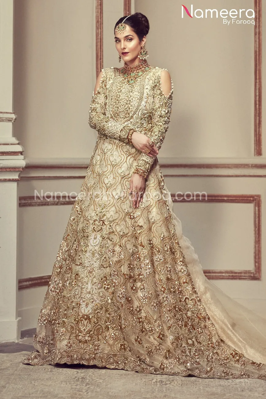 Long Trail Pakistani Bridal Maxi Dress for Wedding #BS20
