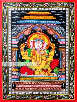 Lord Ganesh Pattachitra with Sitting Posture