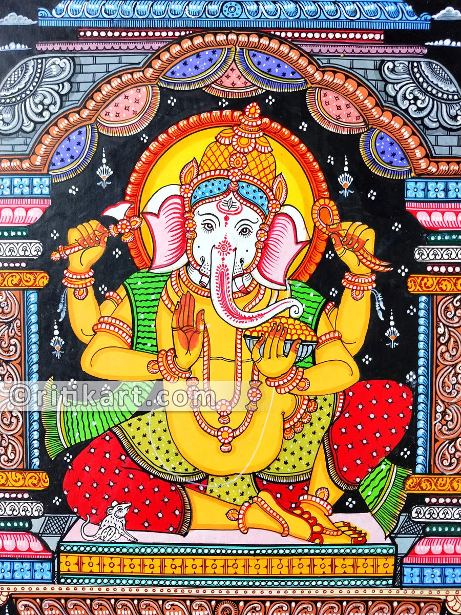 Lord Ganesh Pattachitra with Sitting Posture