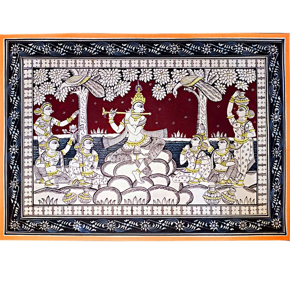 Lord Krishna Jugal Rasa Pattachitra Painting