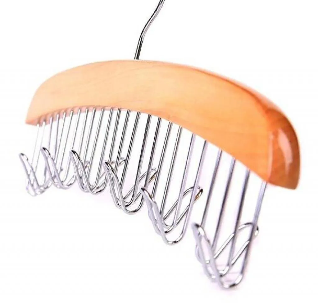 Louise Maelys Wooden 12 Hooks Tie Rack Hanger-Multipurpose Closet Organizer Holds for Tie Belt Scarf