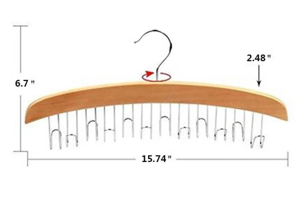 Louise Maelys Wooden 12 Hooks Tie Rack Hanger-Multipurpose Closet Organizer Holds for Tie Belt Scarf
