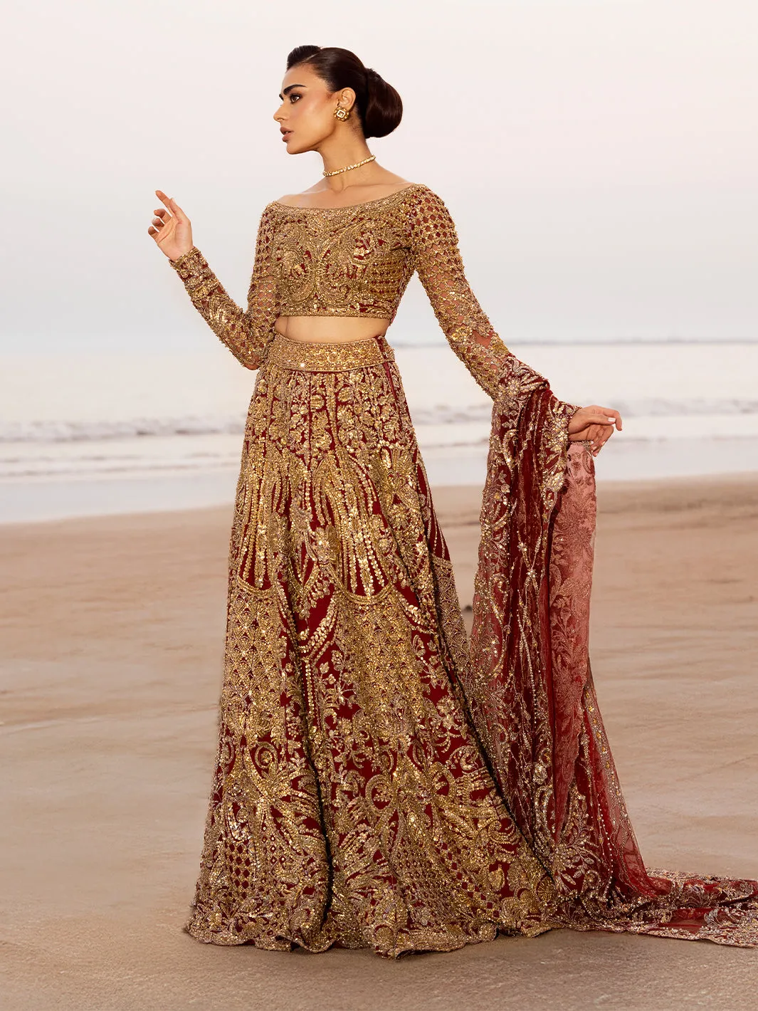 Maroon Red Lehenga Pakistani Bridal Dress in Fremont