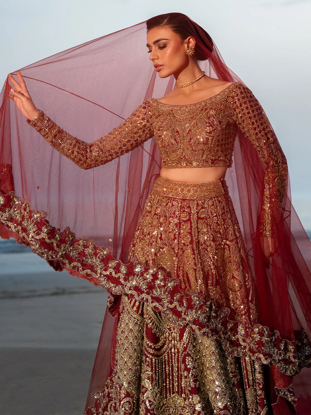 Maroon Red Lehenga Pakistani Bridal Dress in Fremont