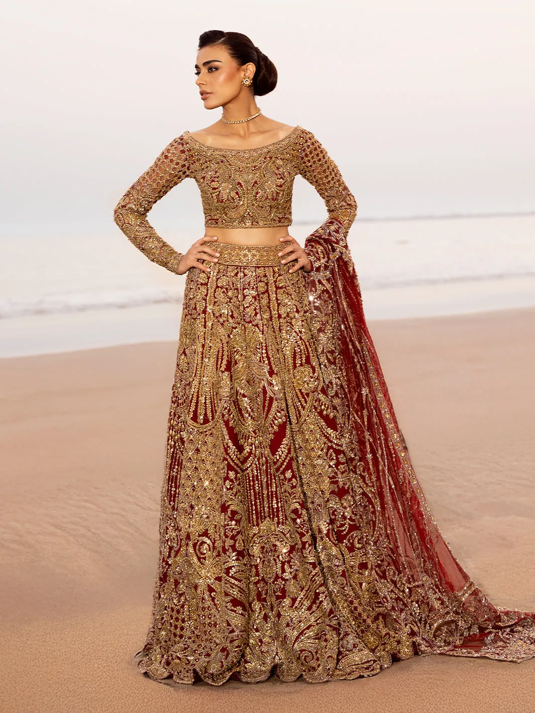 Maroon Red Lehenga Pakistani Bridal Dress in Fremont