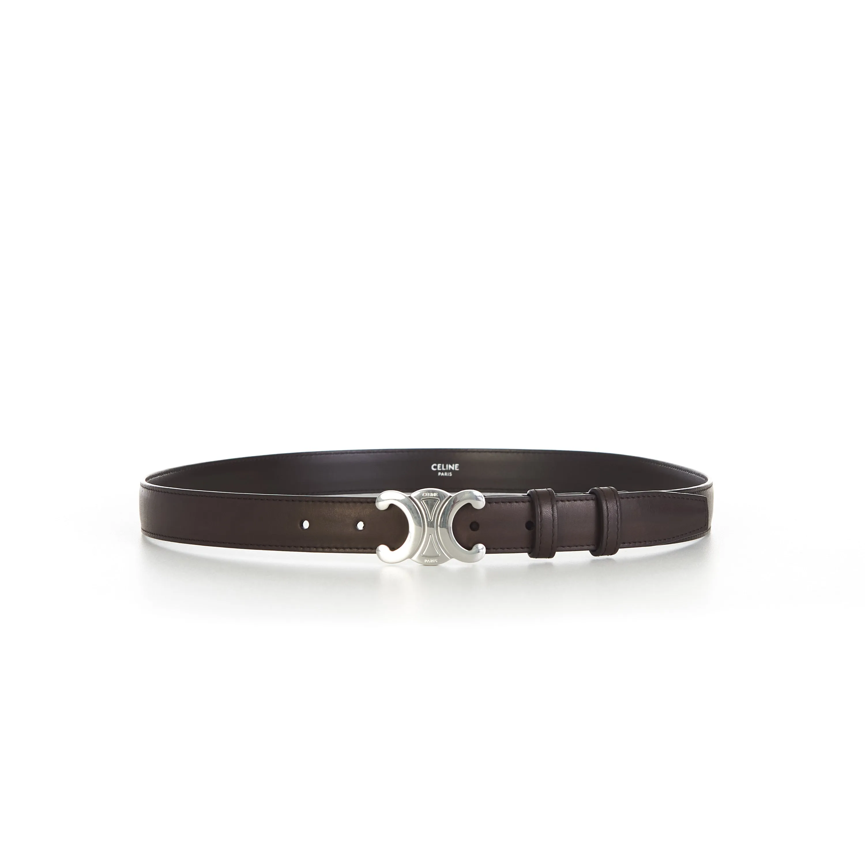 Medium Brown Triomphe Belt - Natural Calfskin, Buckle