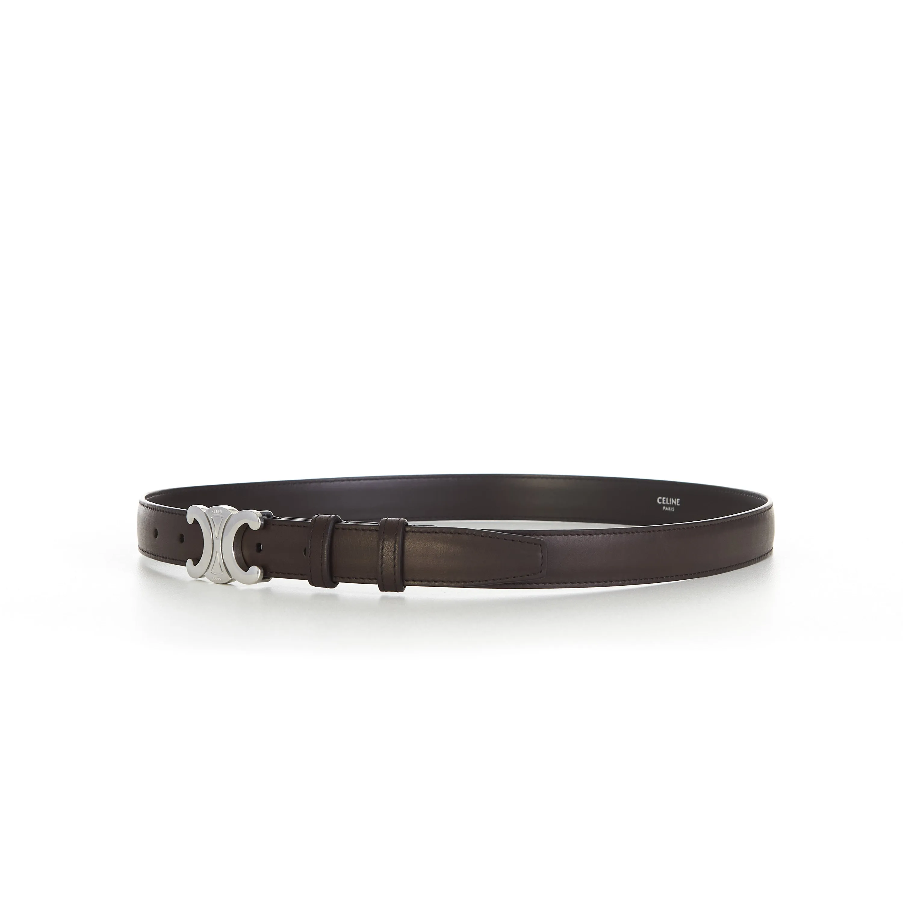 Medium Brown Triomphe Belt - Natural Calfskin, Buckle