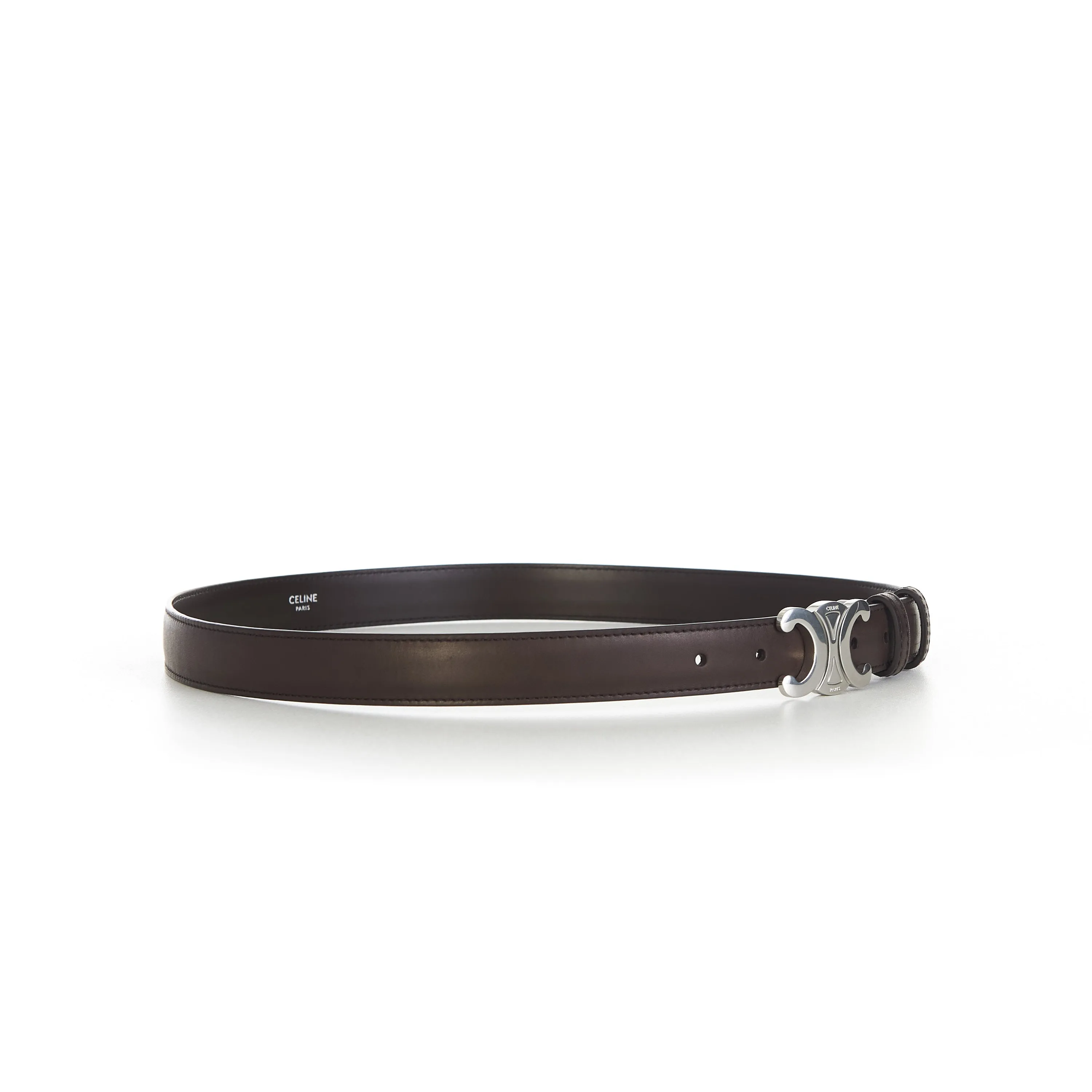 Medium Brown Triomphe Belt - Natural Calfskin, Buckle