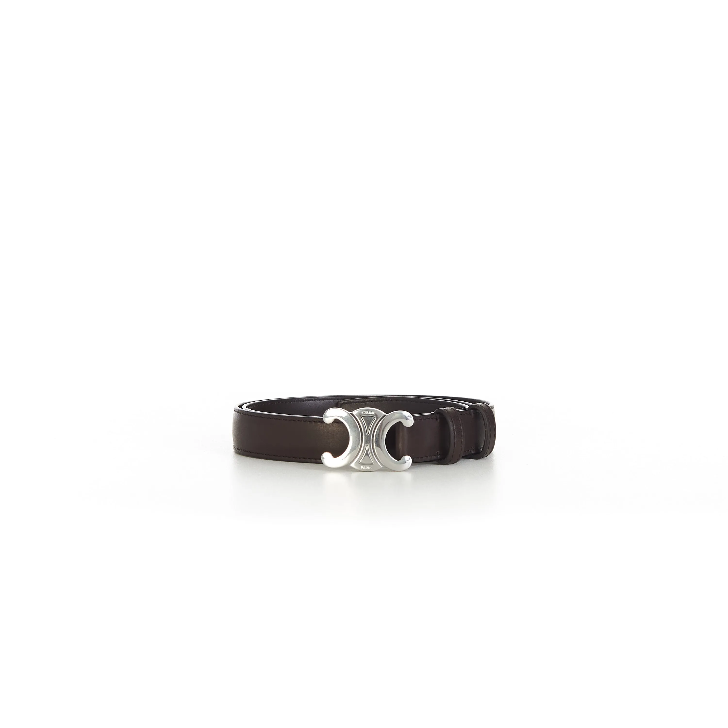 Medium Brown Triomphe Belt - Natural Calfskin, Buckle