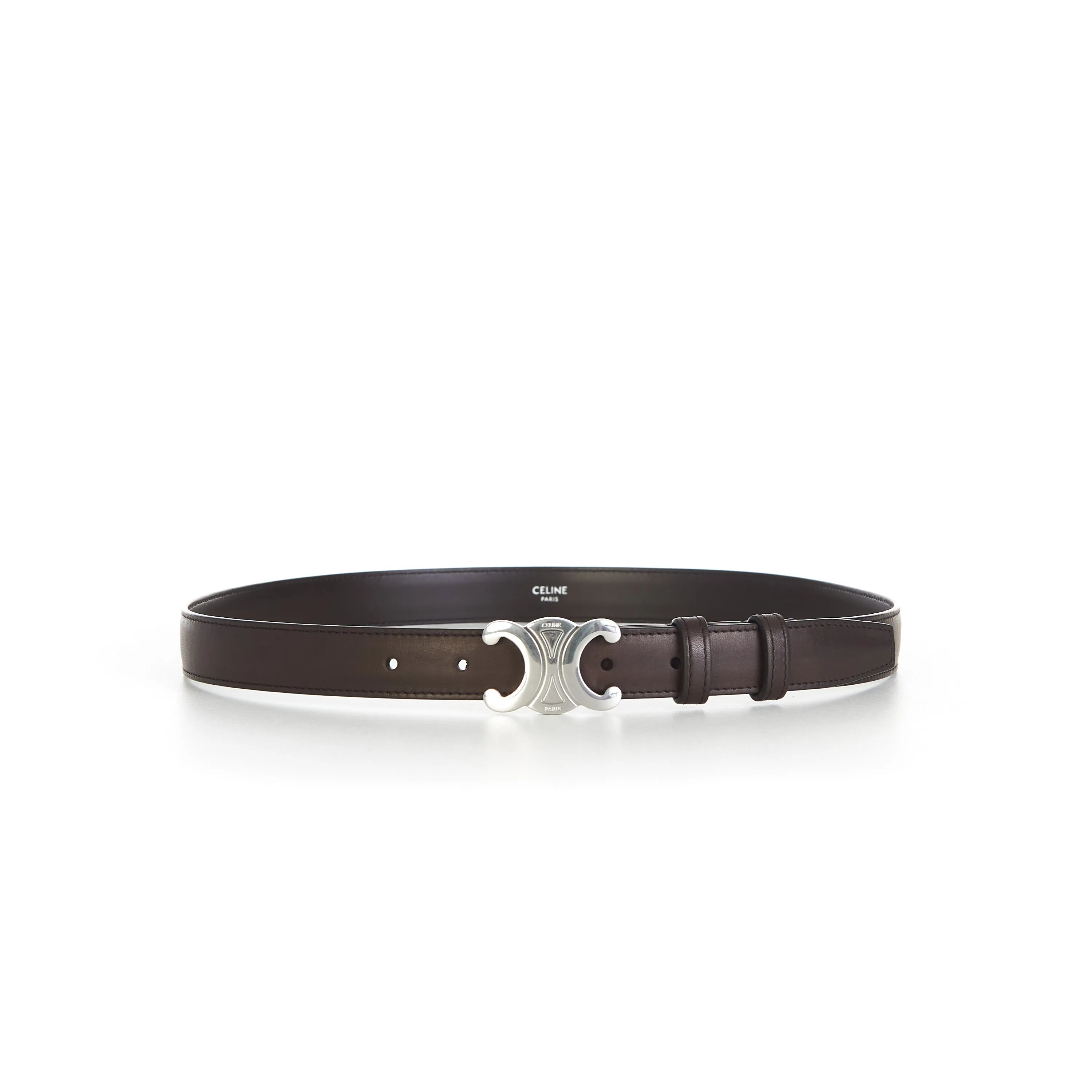 Medium Brown Triomphe Belt - Natural Calfskin, Buckle