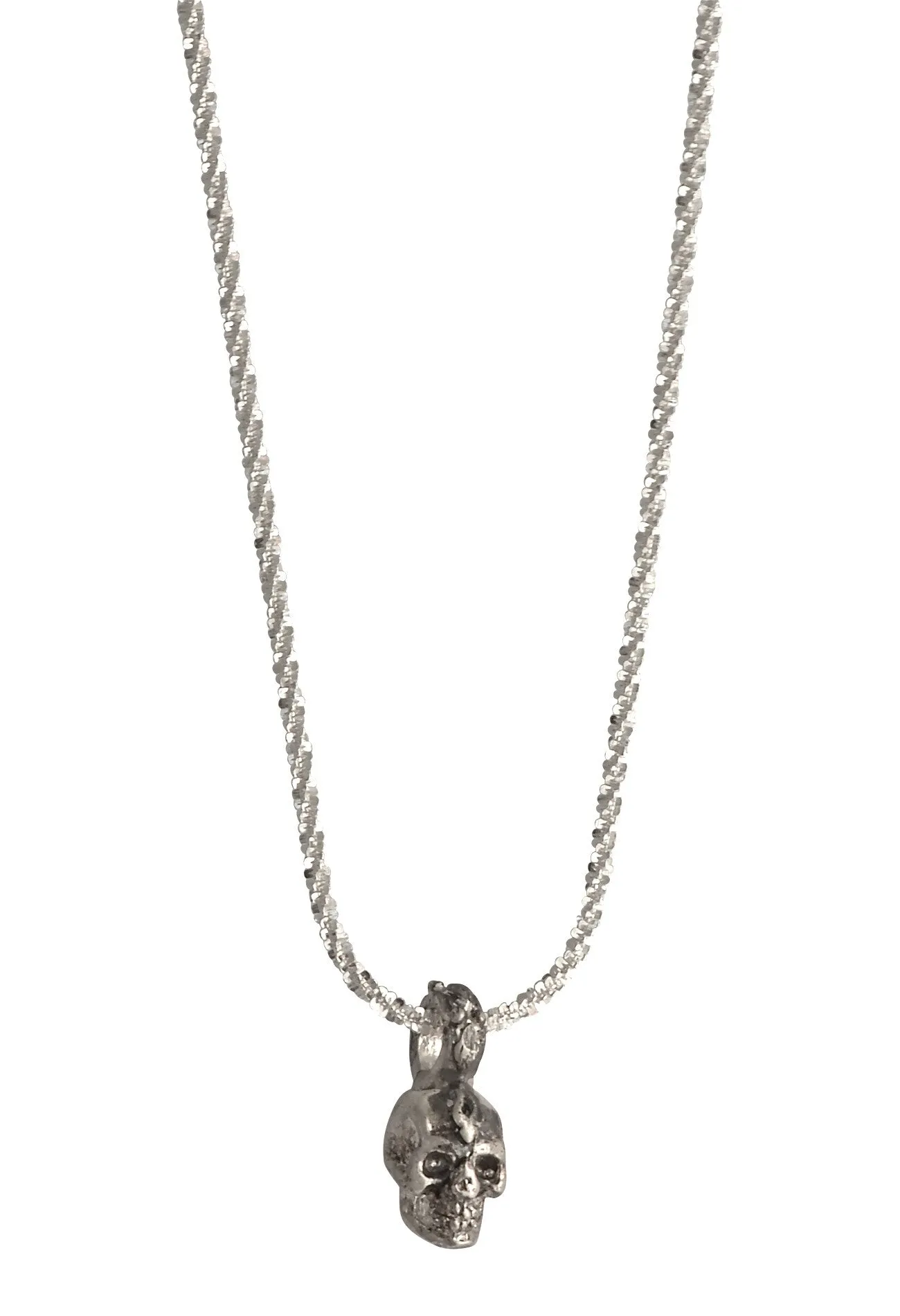 Mini Sterling Skull Adjustable Necklace