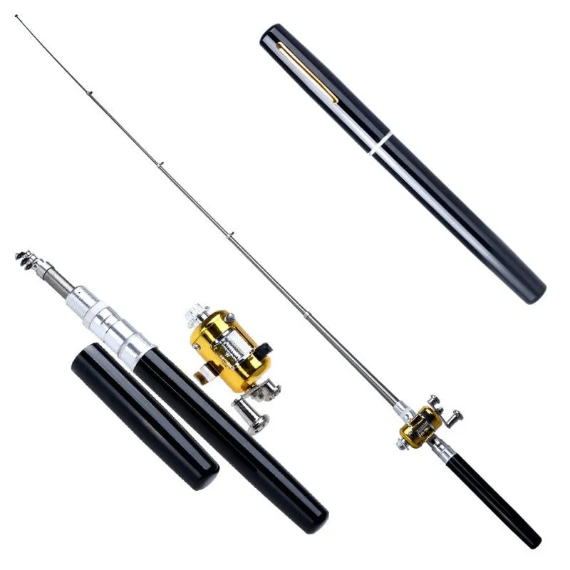 Mini Telescopic Pocket Pen Fishing Rod   Reel.
