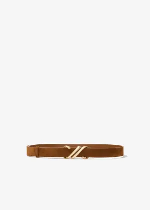 Monogram Belt In Soft Suede (Saddle)