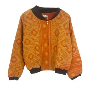 Nadia Bomber Jacket  | Vintage Kantha - Orange Diamond (L)