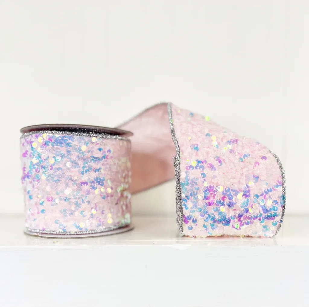 Nancy Brown 4" Sequin on Velvet: Pink (5 Yards) 20-12580