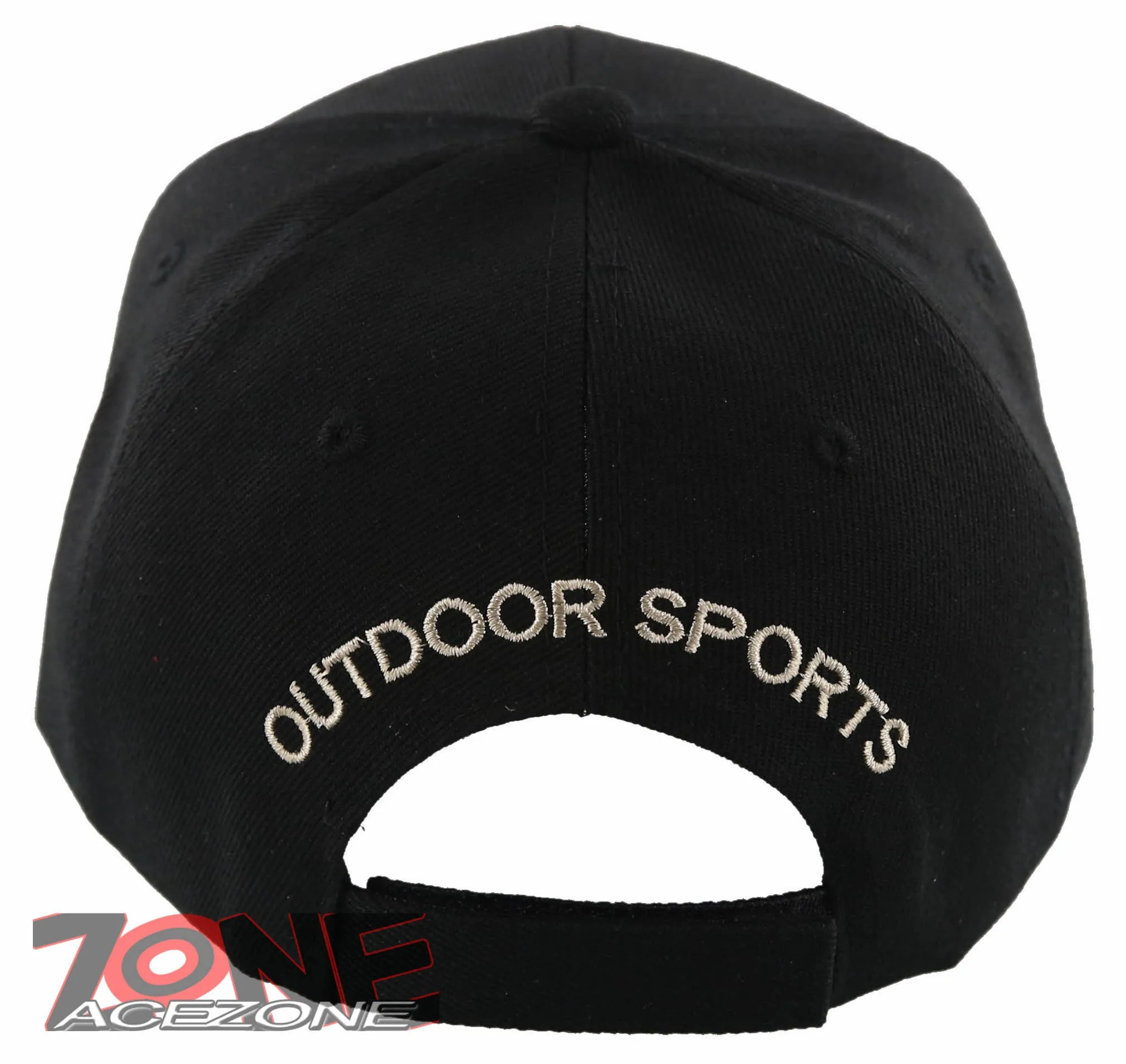 NEW! FISH BASS OUTDOOR SPORT FISHING BALL CAP HAT BLACK