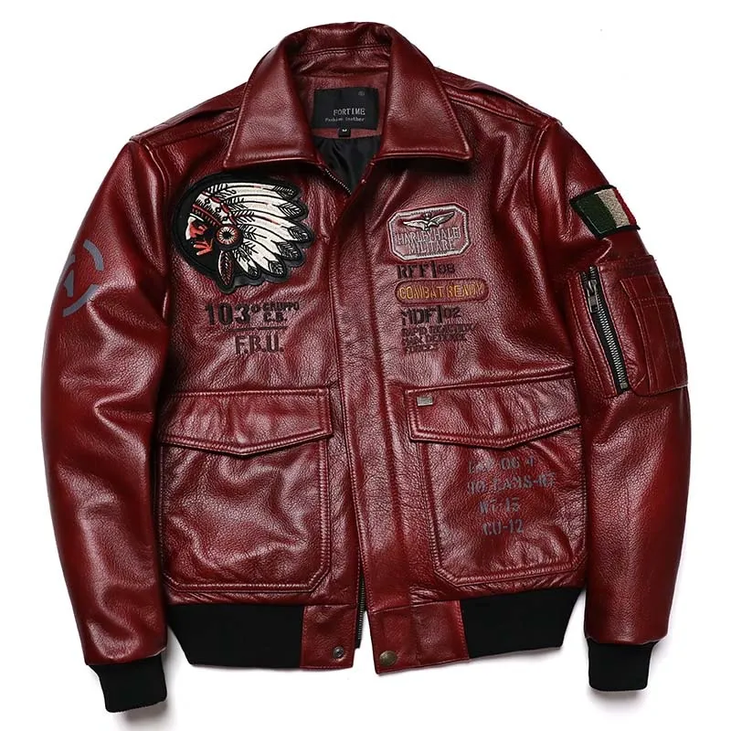 New Indian Embroidery Genuine Leather Jacket