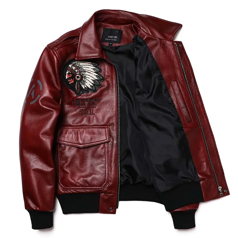 New Indian Embroidery Genuine Leather Jacket