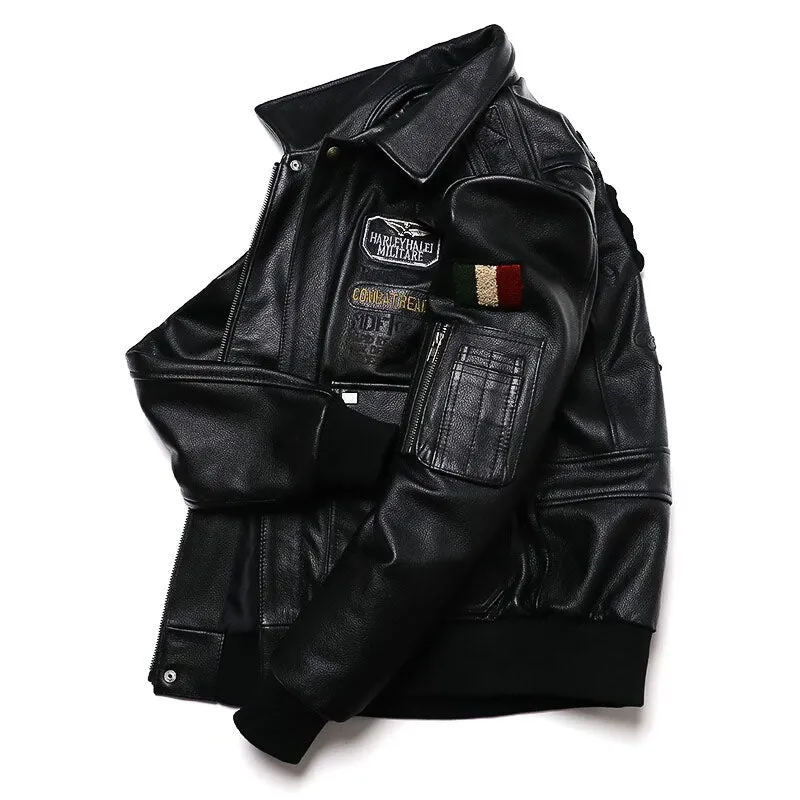 New Indian Embroidery Genuine Leather Jacket