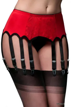 Nylon Dreams 12 Strap Suspender Belt Lace Red