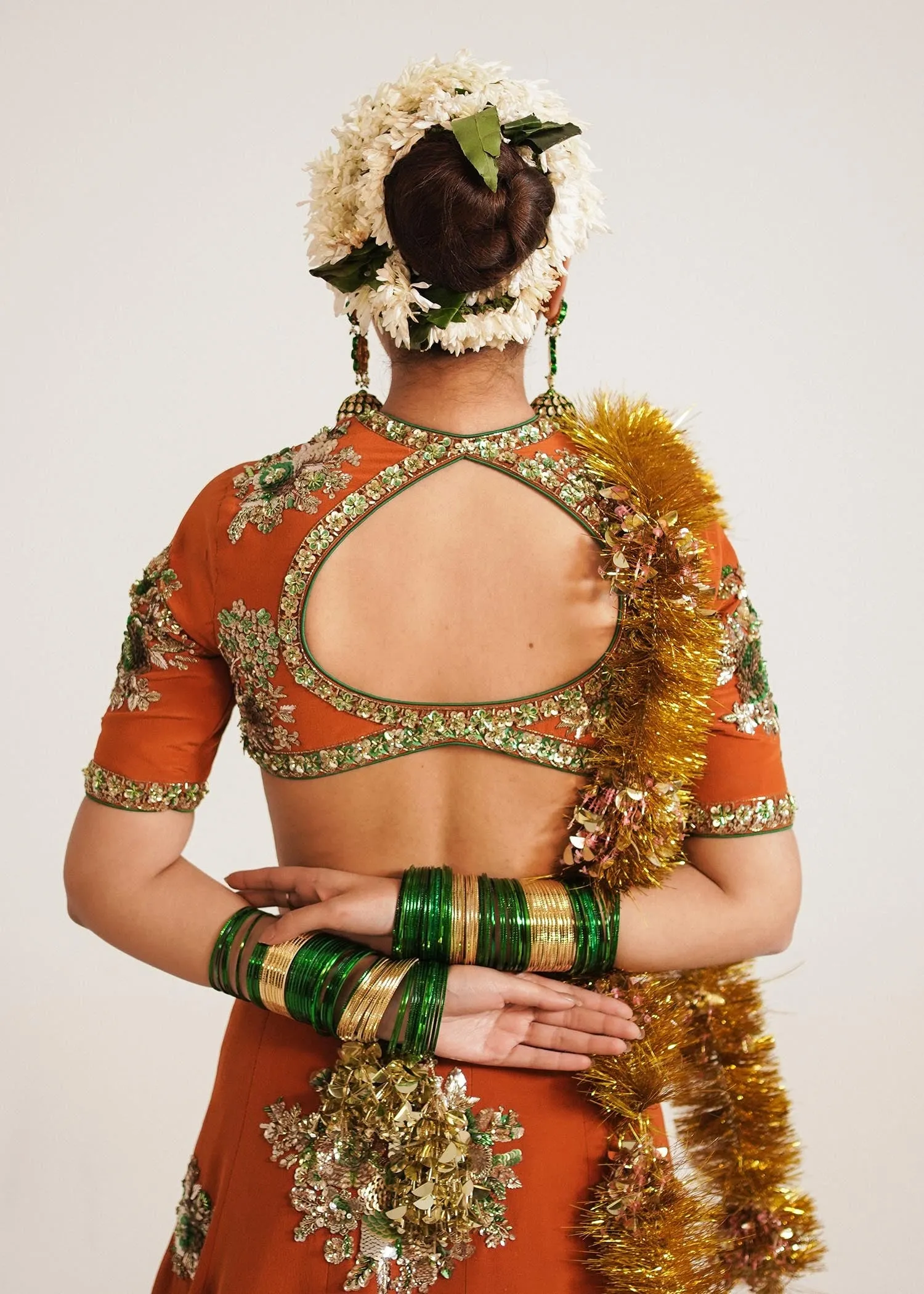Orange Lehenga Choli and Dupatta Bridal Wedding Dress