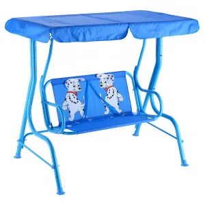 Outdoor Kids Patio Swing Bench with Canopy 2 Seats - Color: Blue