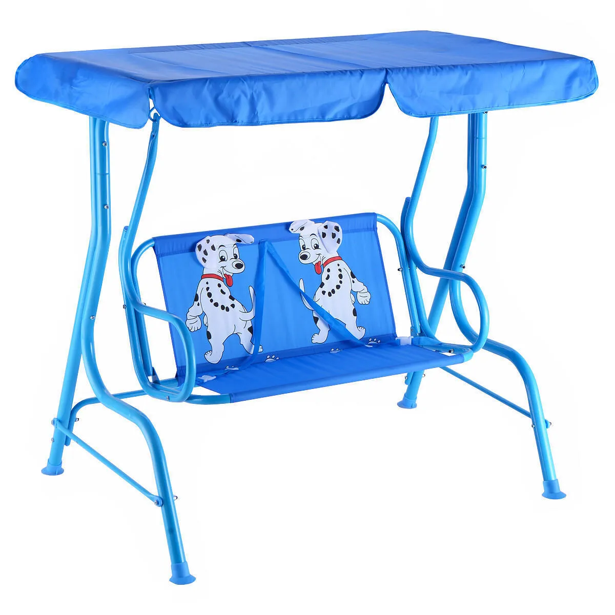 Outdoor Kids Patio Swing Bench with Canopy 2 Seats - Color: Blue