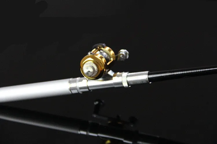 Outdoor Stream Portable Pocket Telescopic Mini Fishing Rod Pole Pen Shape Folded River Lake Fishing Rod With Reel Wheel