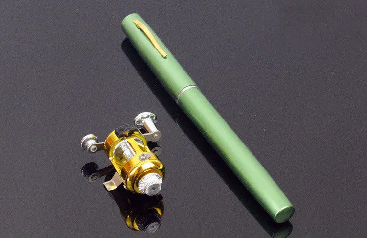 Outdoor Stream Portable Pocket Telescopic Mini Fishing Rod Pole Pen Shape Folded River Lake Fishing Rod With Reel Wheel