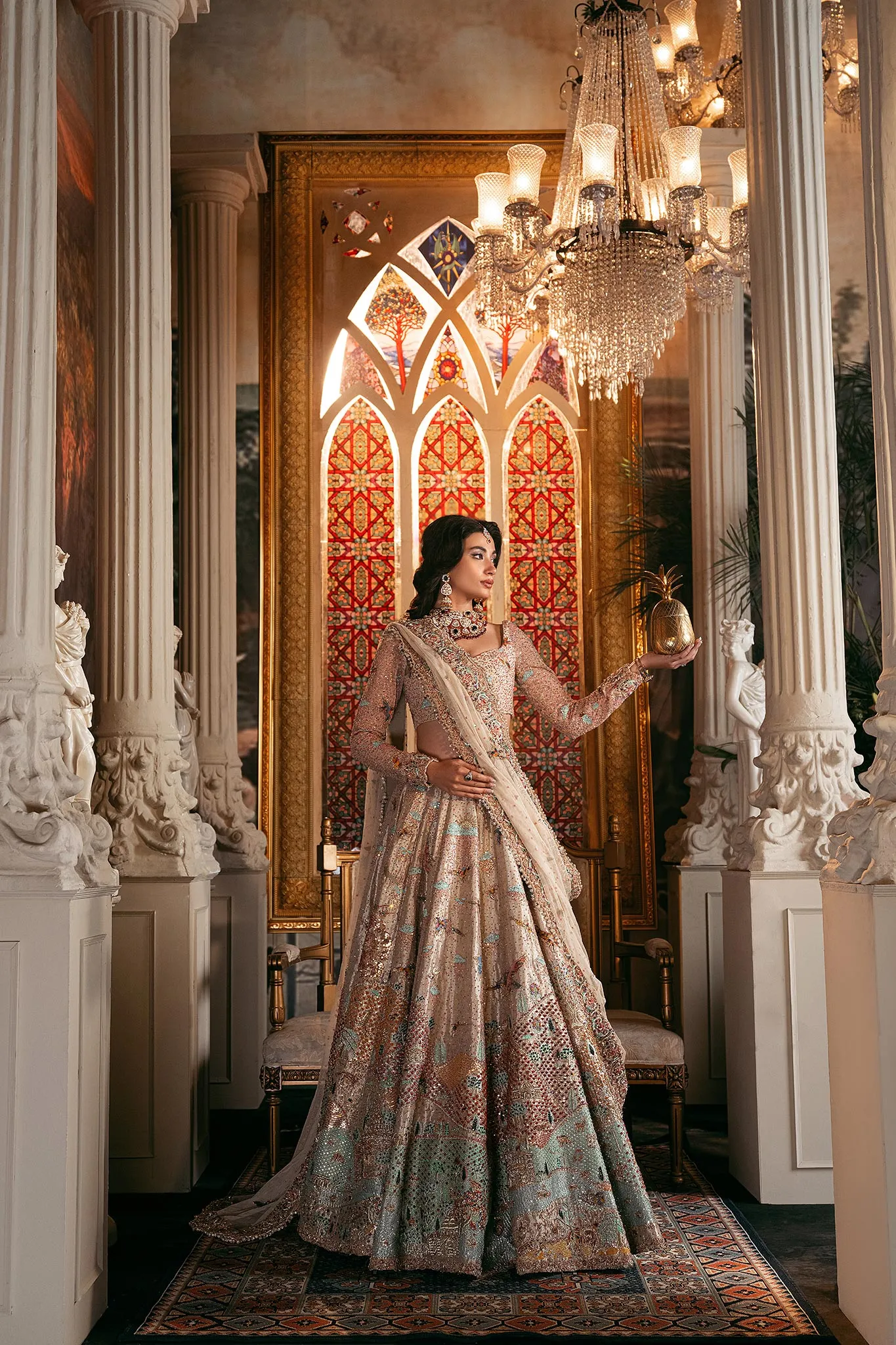 Pakistani Bridal Dress in Choli Lehenga Dupatta Style
