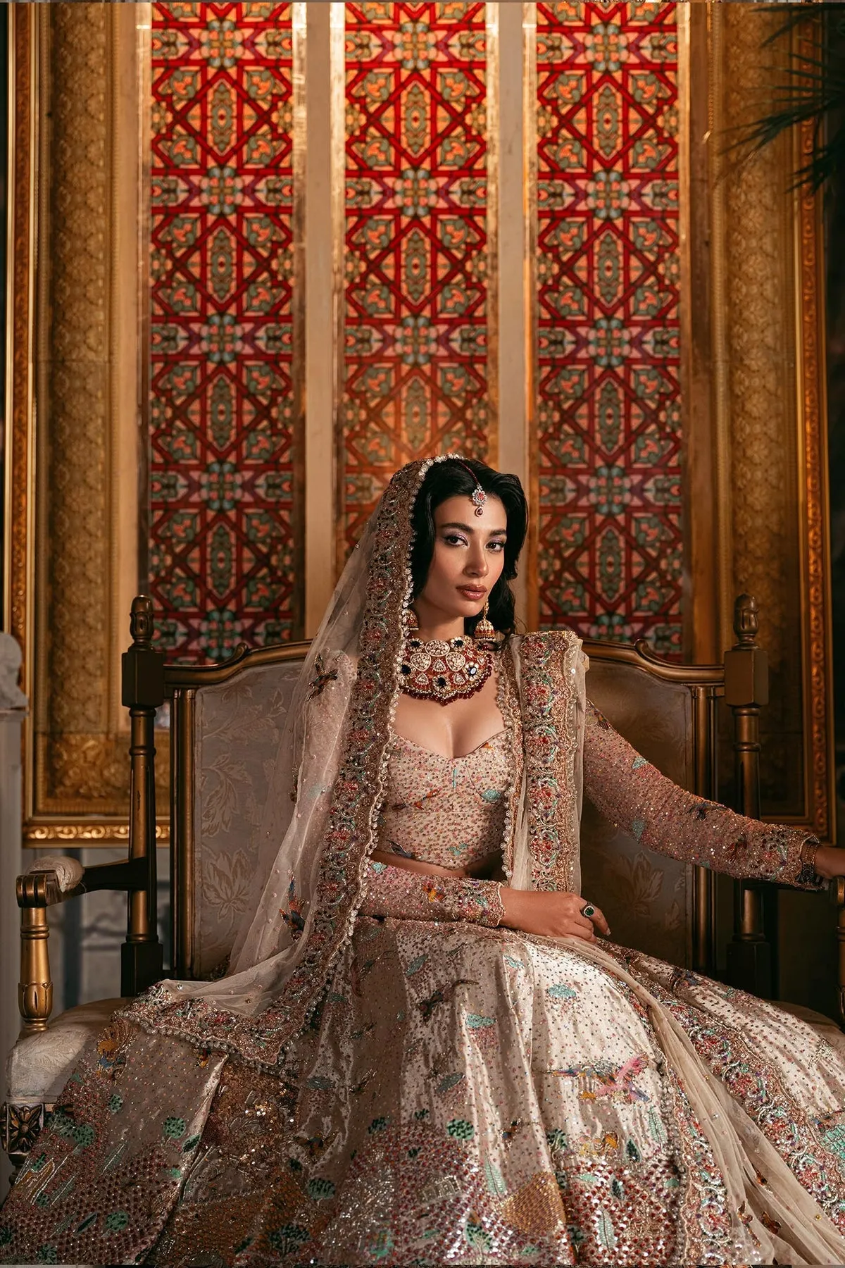 Pakistani Bridal Dress in Choli Lehenga Dupatta Style