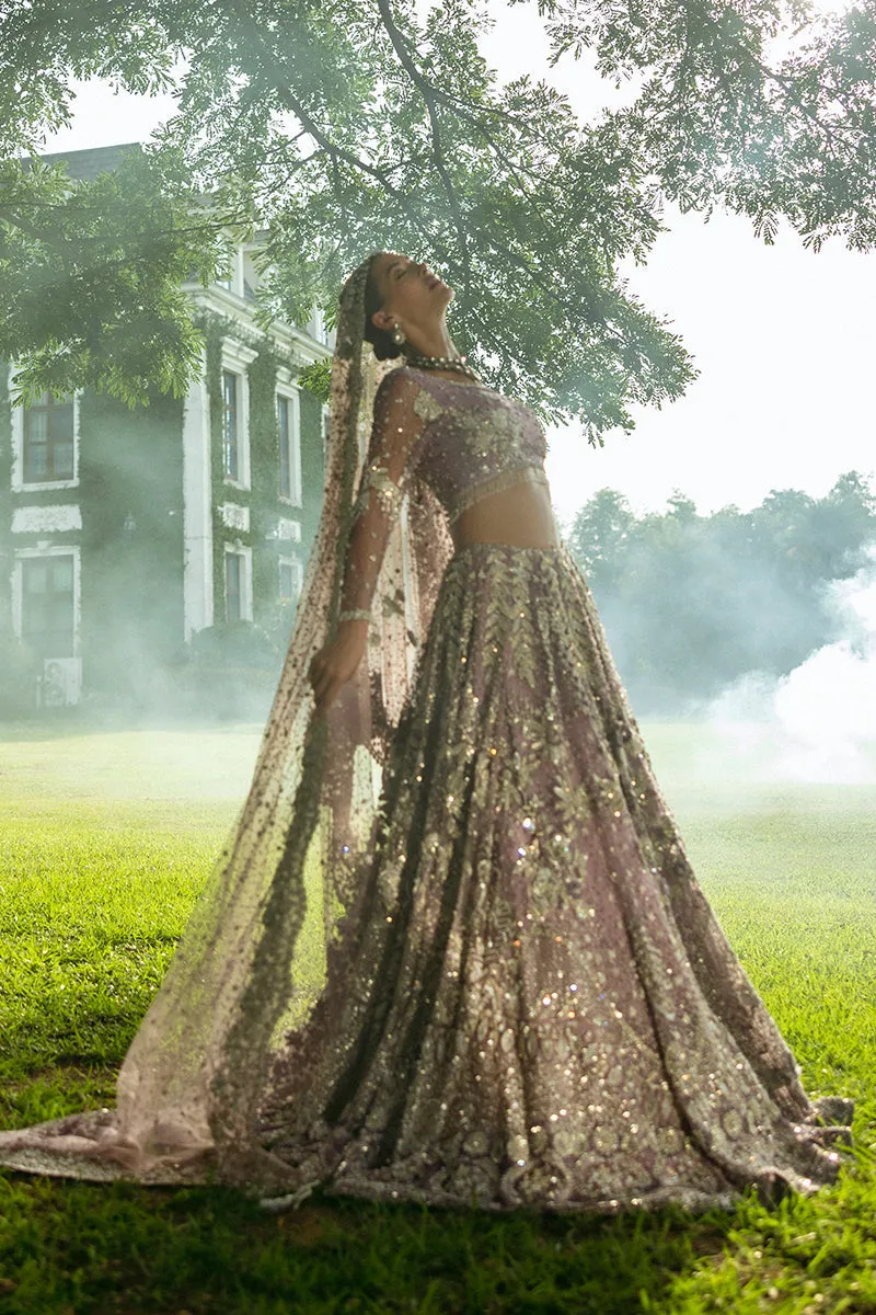 Pakistani Bridal Dress in Purple Lehenga Choli Style