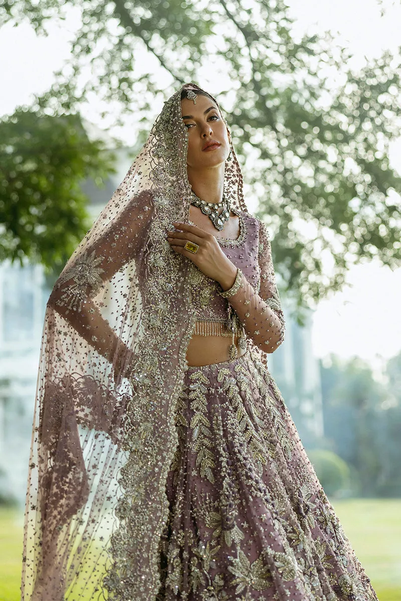 Pakistani Bridal Dress in Purple Lehenga Choli Style