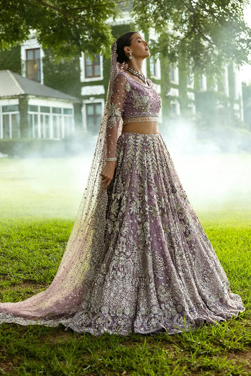 Pakistani Bridal Dress in Purple Lehenga Choli Style