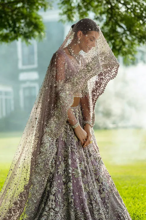 Pakistani Bridal Dress in Purple Lehenga Choli Style