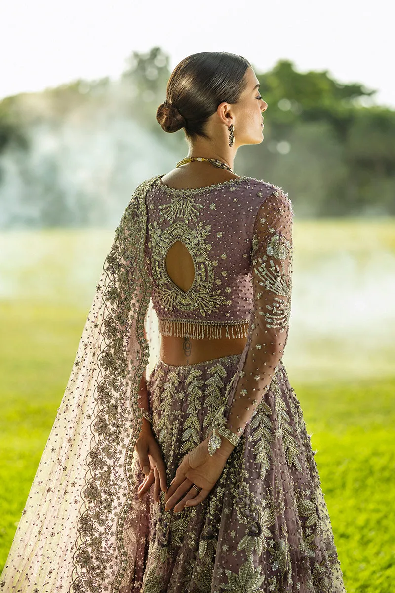 Pakistani Bridal Dress in Purple Lehenga Choli Style