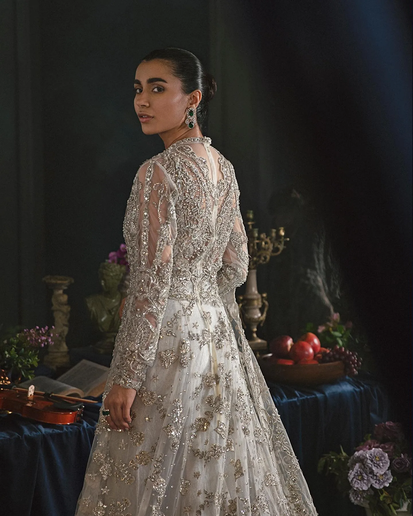 Pakistani Bridal Lehenga Designs in Heavy Embroidered Off white and Gold Lehenga Gown for Pakistani Bridal Wear #BN950