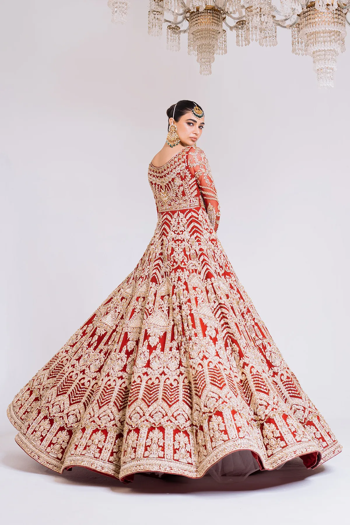 Pakistani Bridal Outfit in Royal Gown and Lehenga Style