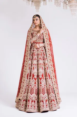 Pakistani Bridal Outfit in Royal Gown and Lehenga Style