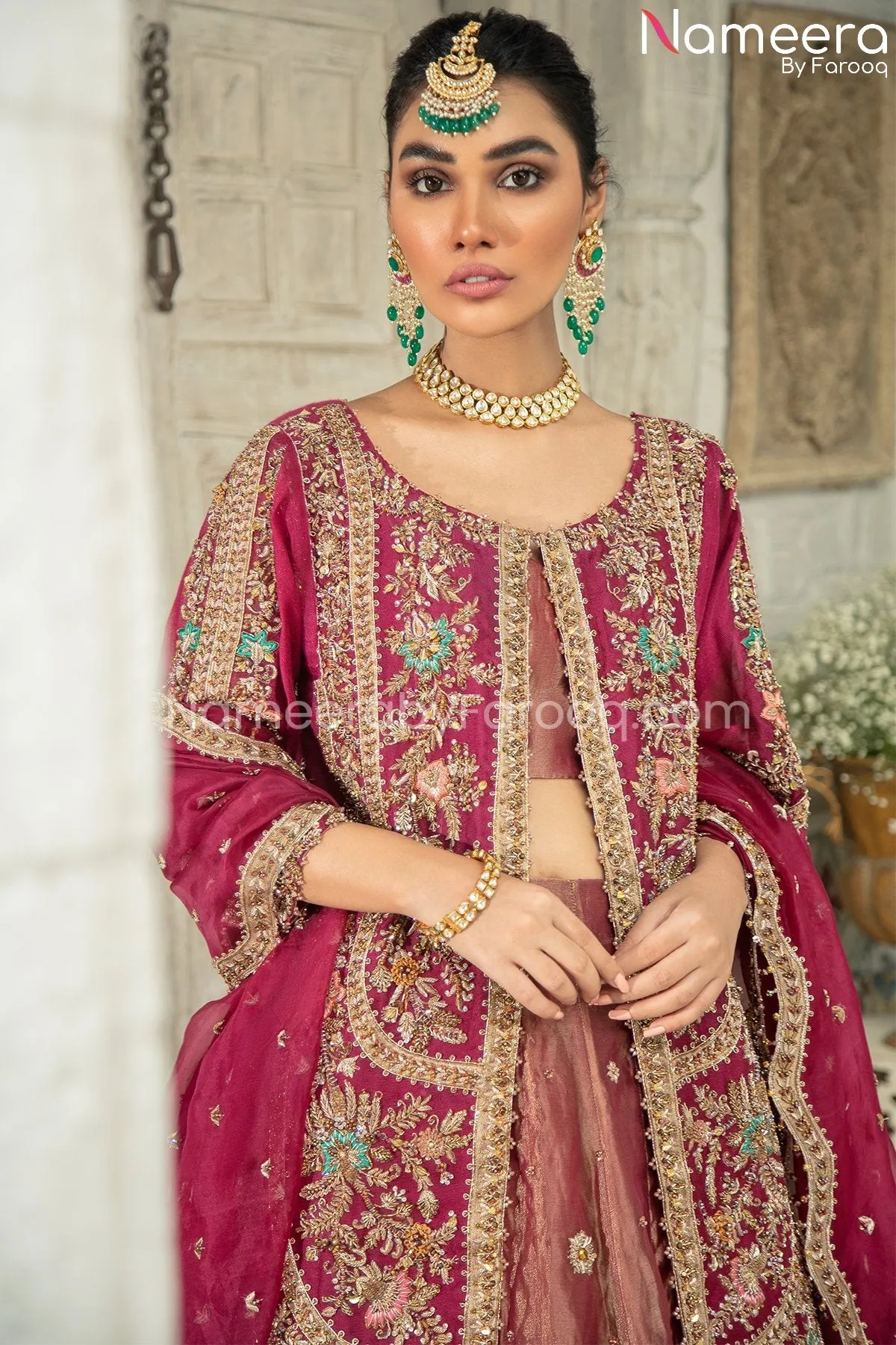 Pakistani Jacket Lehenga Choli Dupatta Dress #BS696