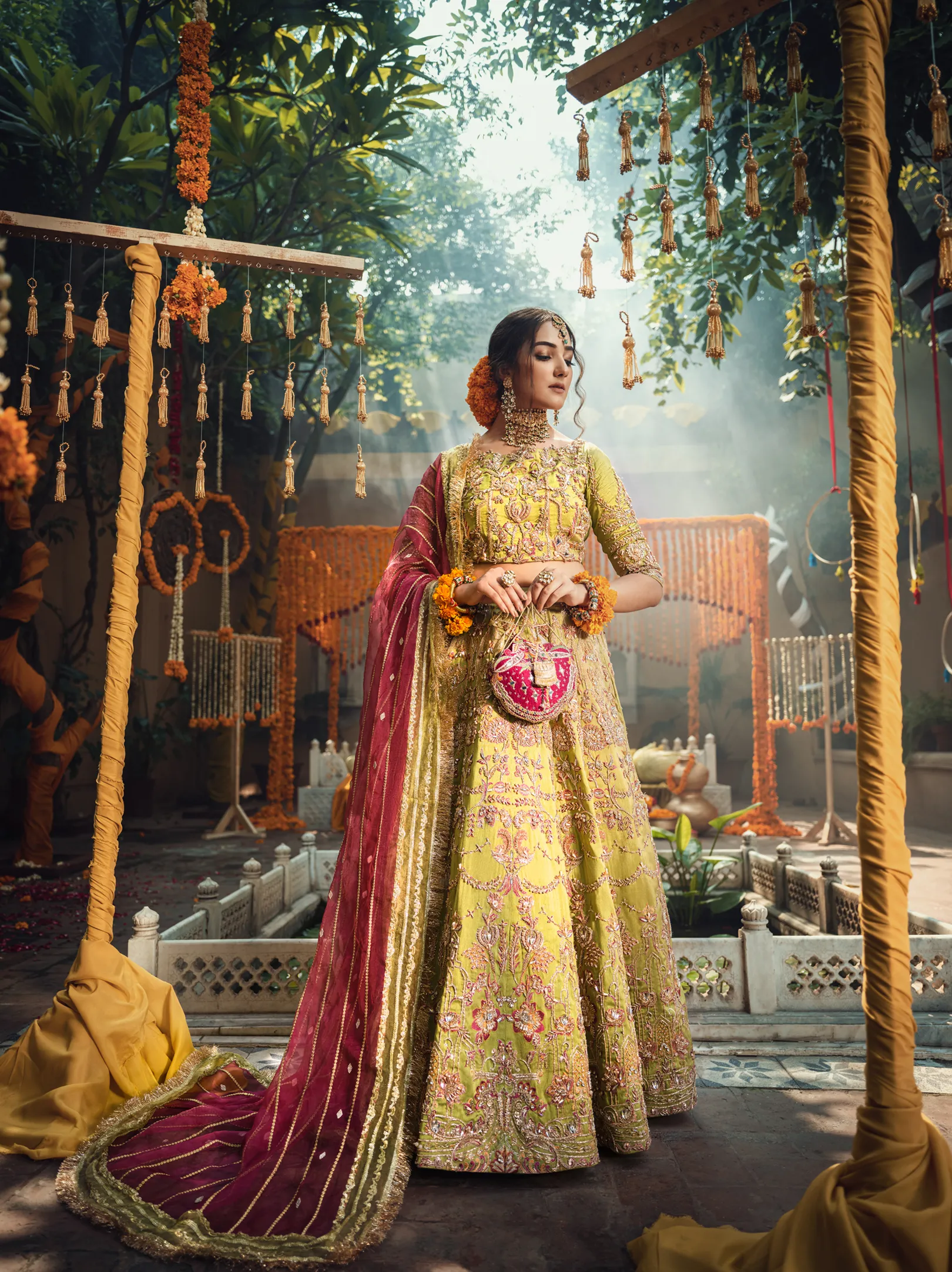 Pakistani Light Green Lehenga Choli Bridal Dress #BS701