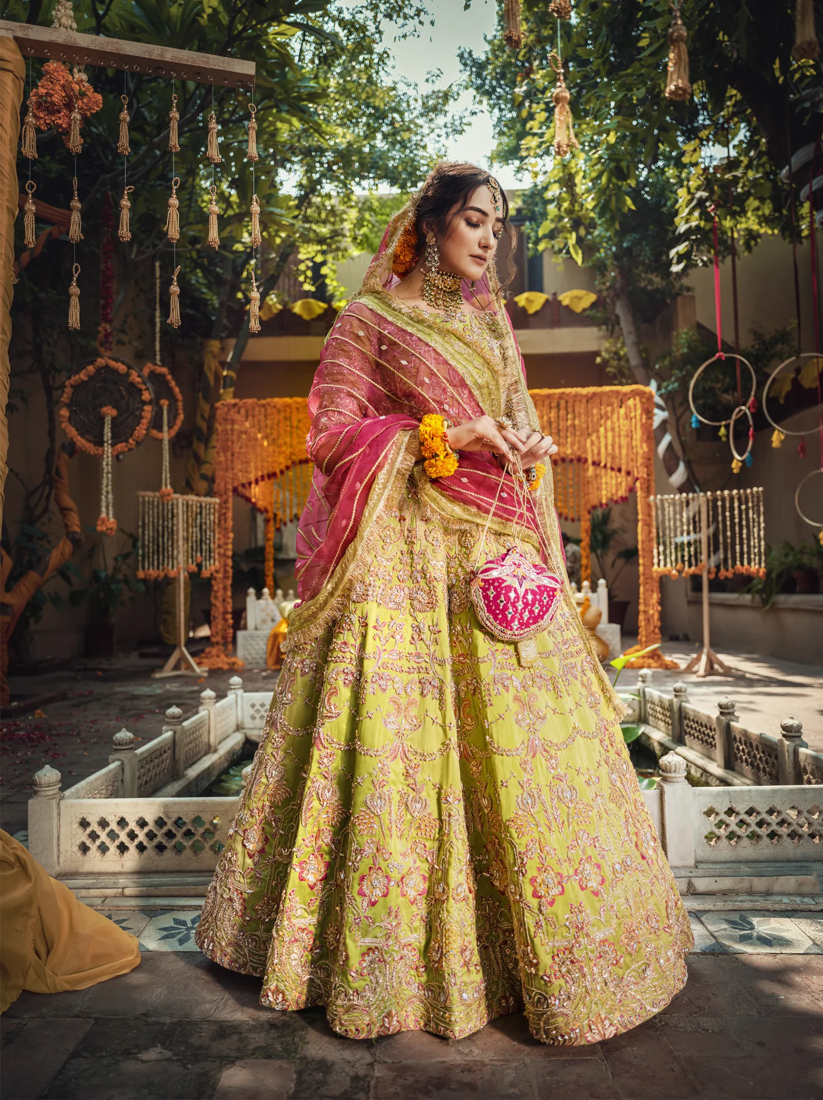 Pakistani Light Green Lehenga Choli Bridal Dress #BS701