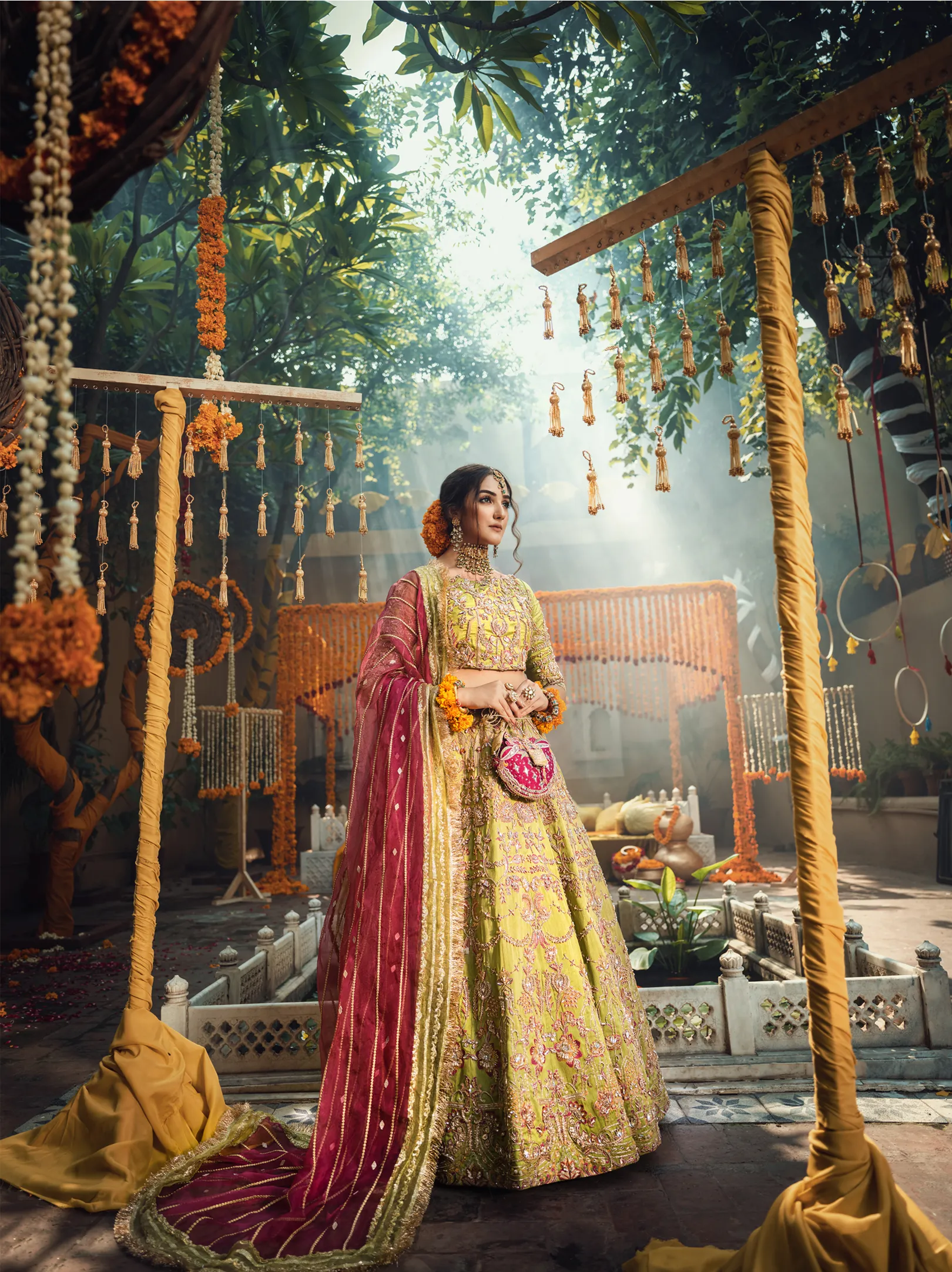 Pakistani Light Green Lehenga Choli Bridal Dress #BS701