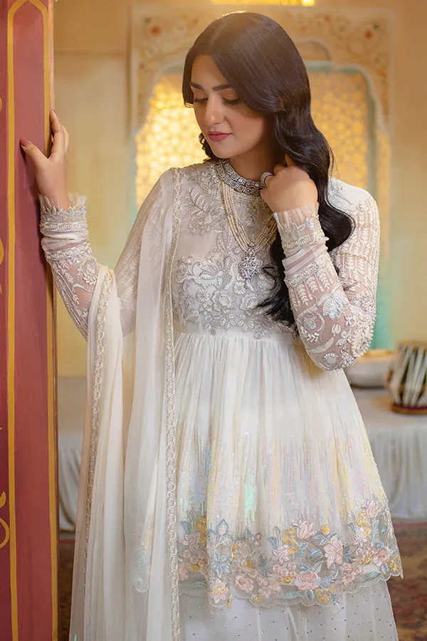 Pakistani Party Dress in Short Frock and Sharara Style