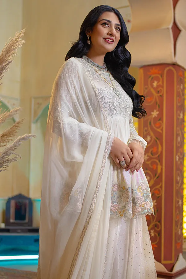 Pakistani Party Dress in Short Frock and Sharara Style